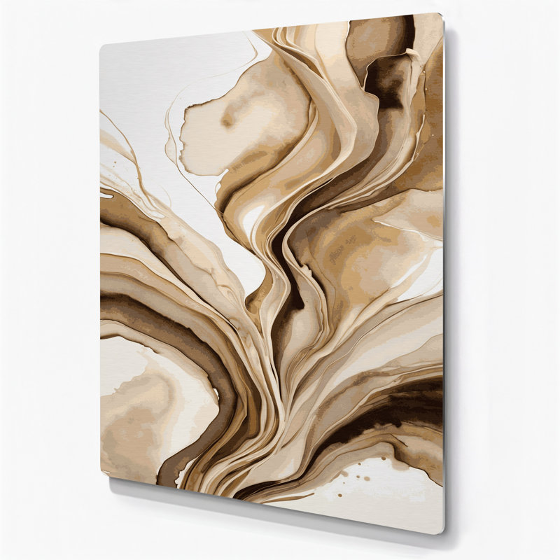 Aquarelle abstraite 48, art mural en métal beige, H 14 po x l 11 po
