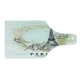 Ambesonne Paris Tempered Glass Cutting Board Floral Eiffel Tower Layout White Multicolor