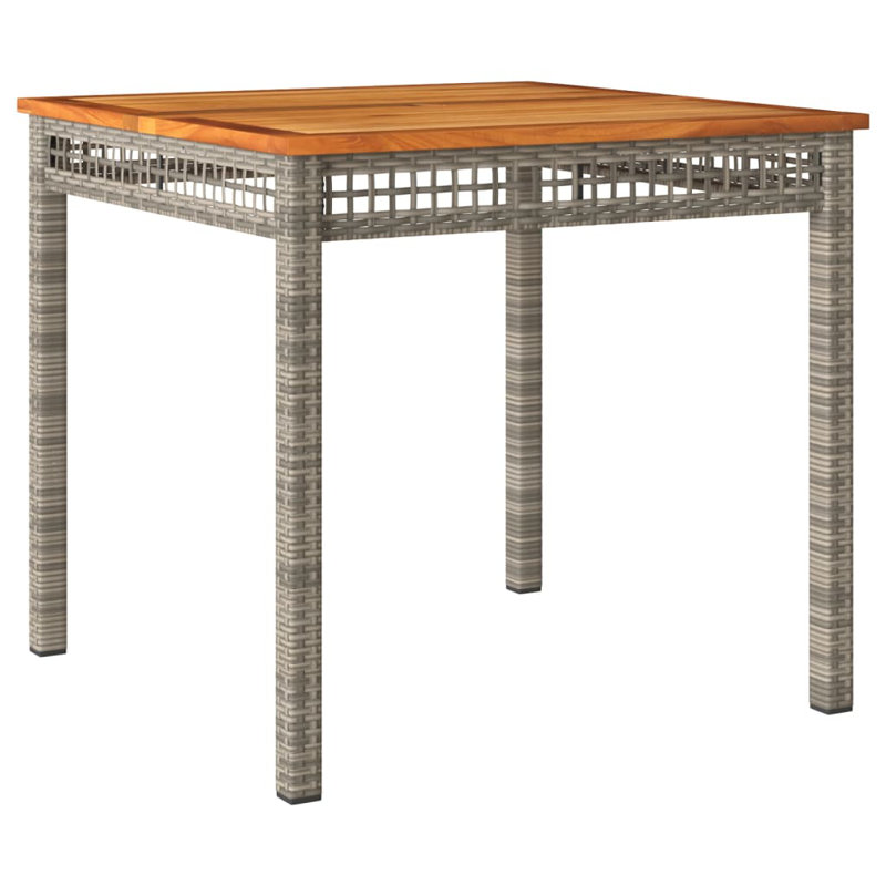 Bay Isle Home? Table de patio en rotin et bois d'acacia, Gris et brun, 31,5 po x 31,5 po x 29,5 po