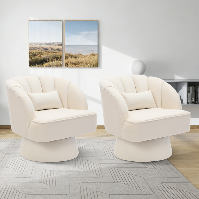 Upholstered Swivel Accent Chair, Velvet|Beige