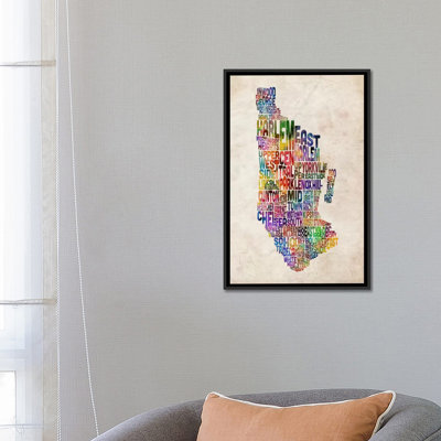 «Manhattan New York Typographique Map» par Michael Tompsett, art textuel sur toile