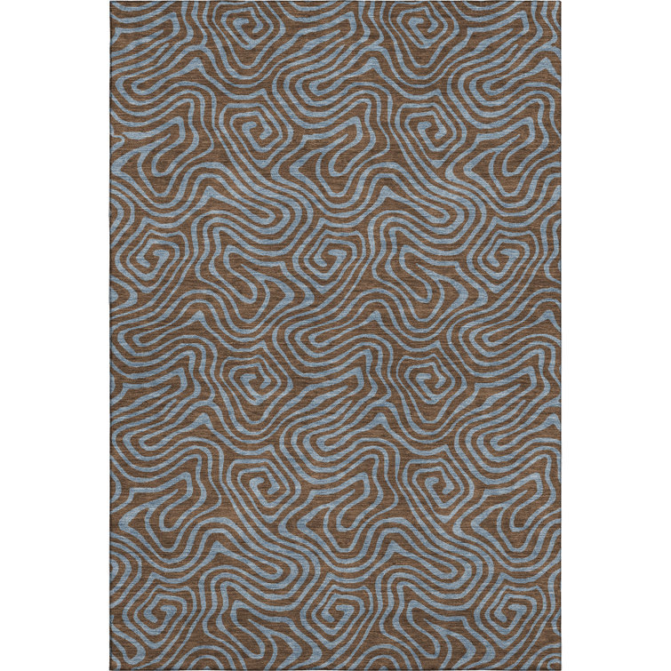 Premium Machine Washable Birchview AMF1031 Swirls Rug