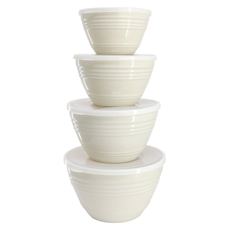 Martha Stewart 8 Piece Plastic Storage Bowl Set with Lids in Linen
