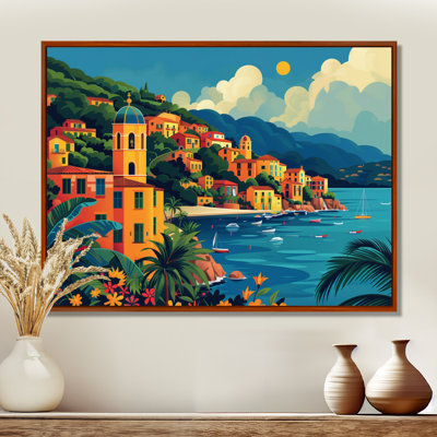 Orange, bleu, riviera italienne, art mural Italie