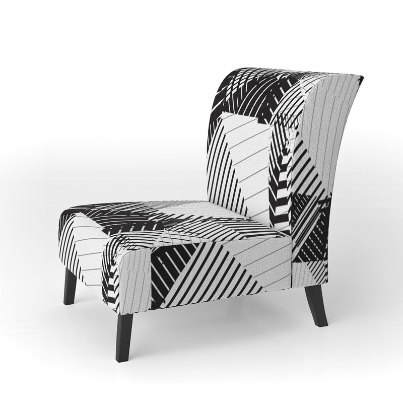 Fauteuil de chambre rembourré à motifs noir et blanc