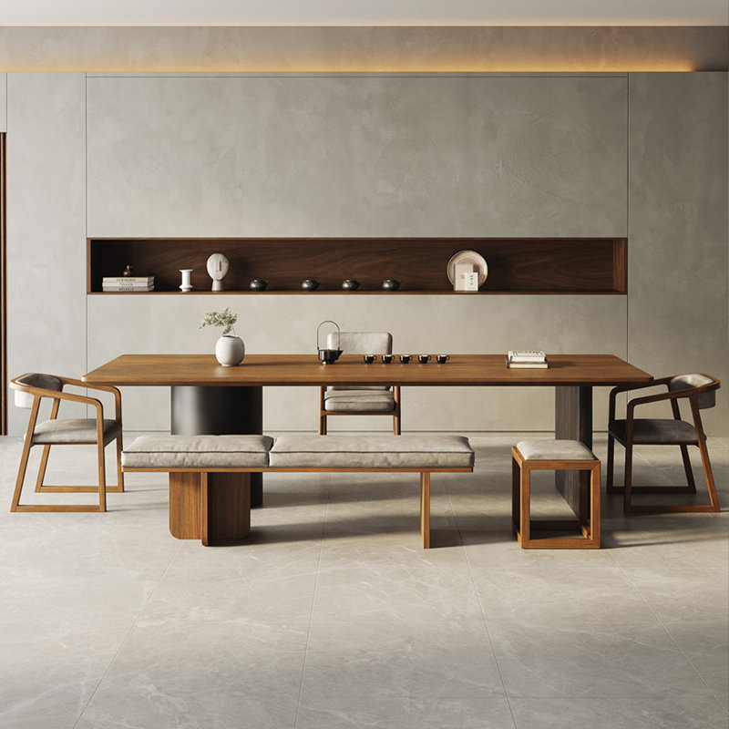 Tables de salle à manger en bois massif brun, H 29,53 po x L 78,74 po x l 33,46 po