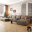 Canapé modulaire 135 po avec 1 repose-pieds Cloud, fauteuils rembourrés minimalistes modernes, canapé confortable en forme de U pour le salon, canapé d'angle à siège profond, aucun assemblage requis (tissu en velours côtelé moelleux)-1947573645