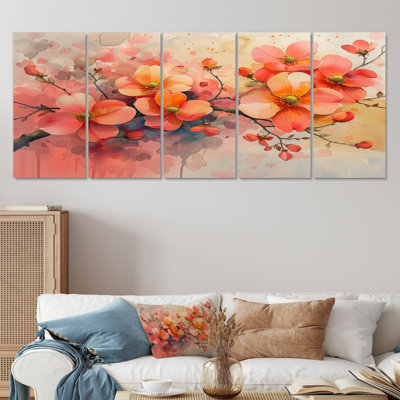 Rose et beige Summer Breeze Dogwood I - ensemble d'art mural cornouiller