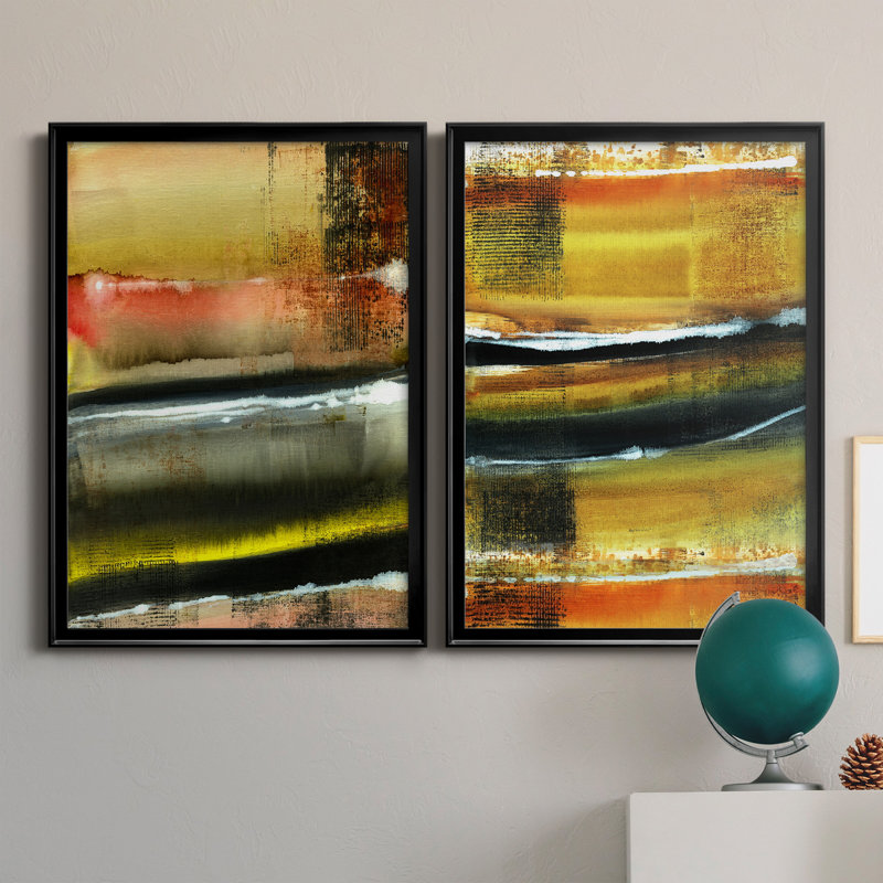 «Desert Night I», ensemble de 2 peintures sur toile encadrées, H 30,5 po x l 42,5 po x P 3 po, Noir