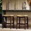 31in. H Bar-Height Wood Barstool with Faux-Leather Seat, 1PC-1963430234
