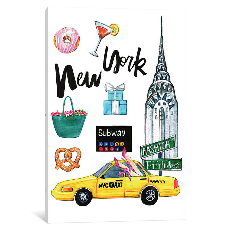 « new york », impression sur toile tendue, H 18 po x l 12 po x P 1,5 po