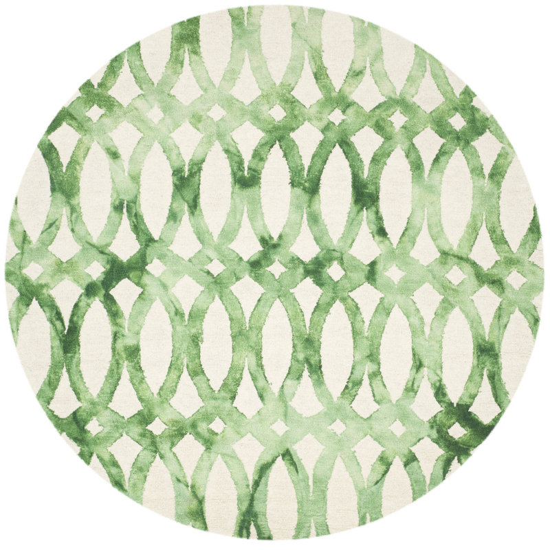 Tapis géométrique en laine / coton touffeté à la main Amekia, Rond 7 pi