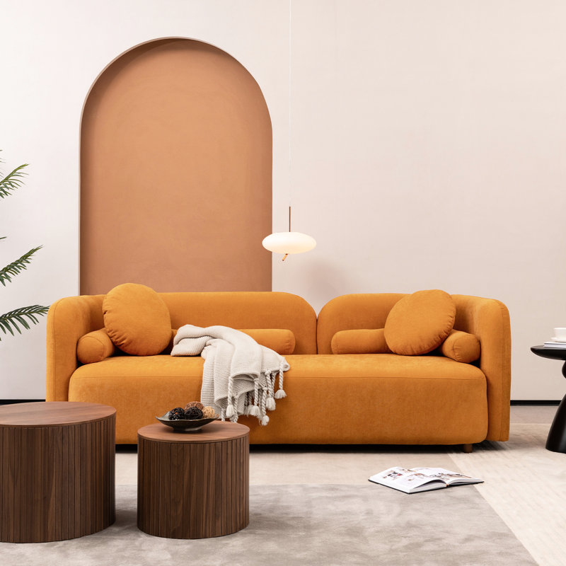 Canapé confortable en chenille 3 pour la famille - ressorts de rebond élevés et fabrication moderne en tissu à base solide