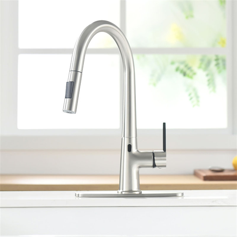 KIKO HOME Pull Out Touchless Kitchen Faucet, Brushed Nickel