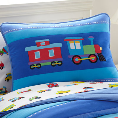 Wildkin Kids 100% Cotton Pillow Sham for Boys and Girls, Breathable Fabric, Envelope Closure, Measures 20 x 26 Inches, Fits a Standard Pillow - Trains, Planes & Trucks