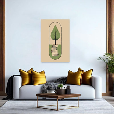 Growing Knowledge Tree Retro Vintage Abstract Wall Art Print