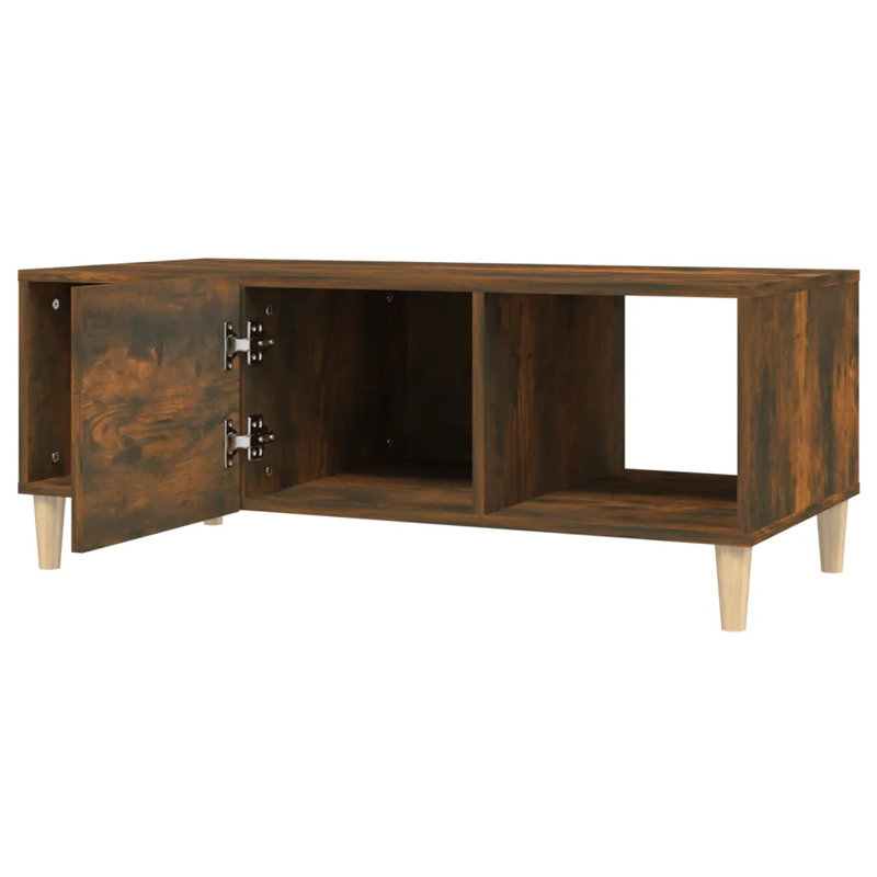 Four Leg Coffee Table with Storage, Smoked Oak/Brown