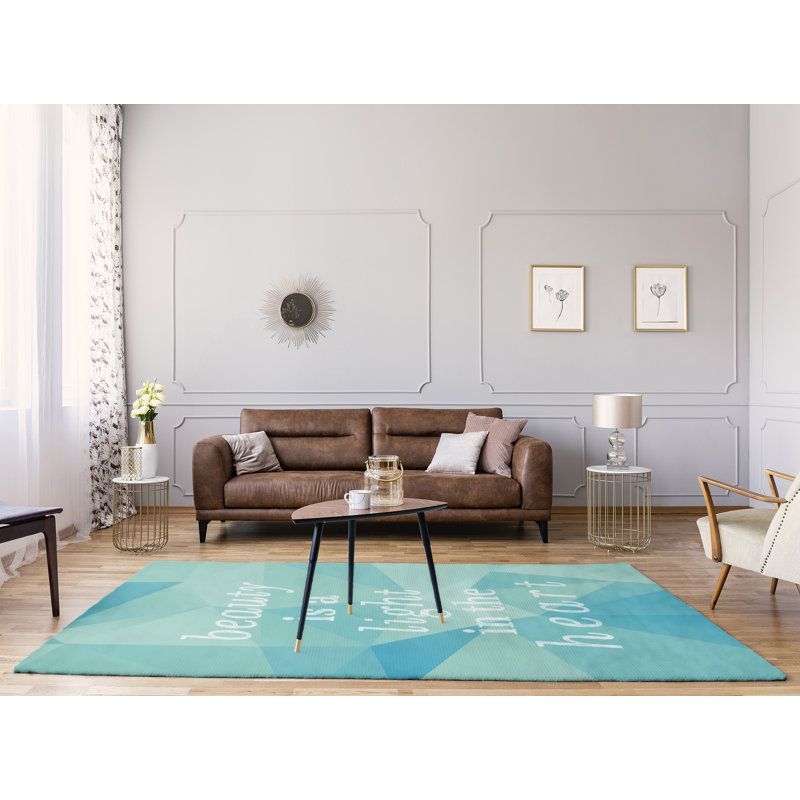 Tapis de beauté en polyester à citation de faux gemme, Rectangle 8 pi x 10 pi