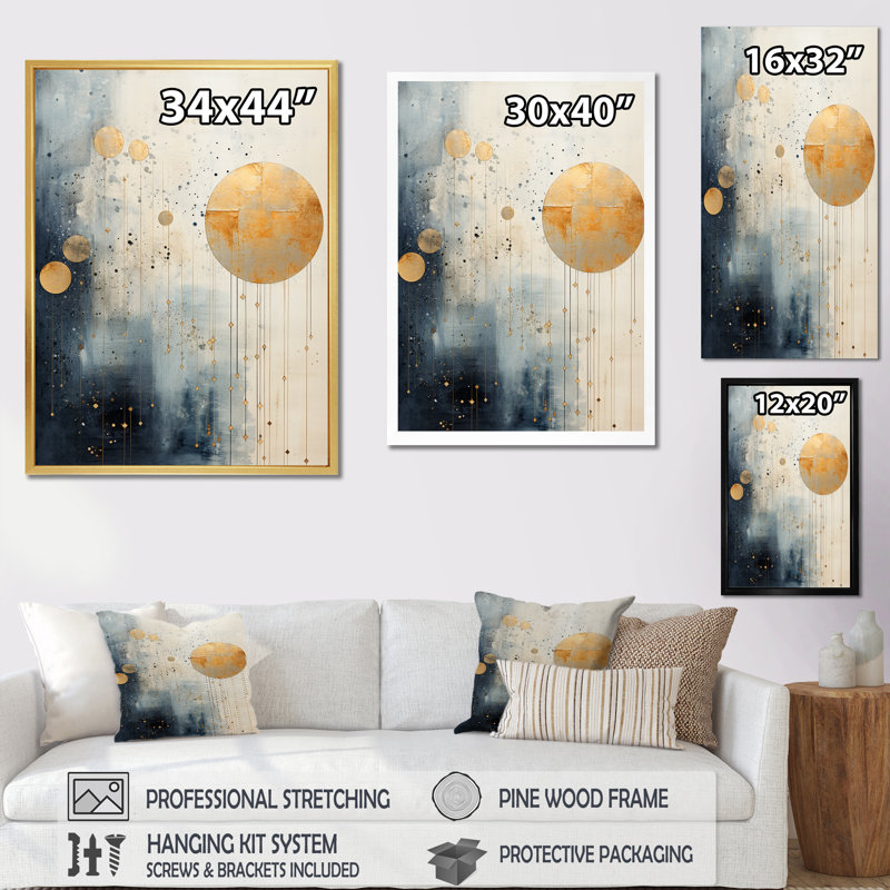 «Minimalisme astrologie» Collage grunge - Zodiaque, impression d'art mural_106465, Cadre flottant doré