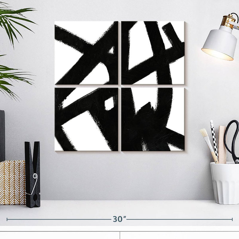 Black Ink Streaks II, 18" H x 18" W