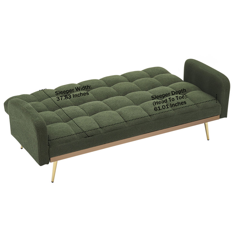 Canapé-lit futon avec 2 coussins Teddy, Green Teddy