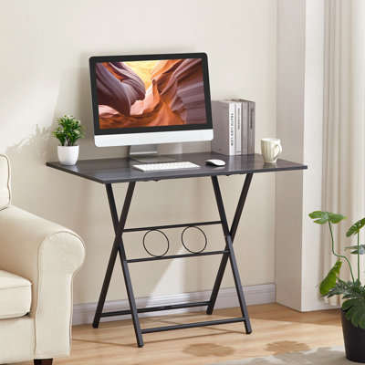 Petit bureau pliable pour les petits espaces, poste de travail d'écriture de table d'ordinateur multifonctionnel pour le bureau à domicile, aucun assemblage requis pour économiser de l'espace
