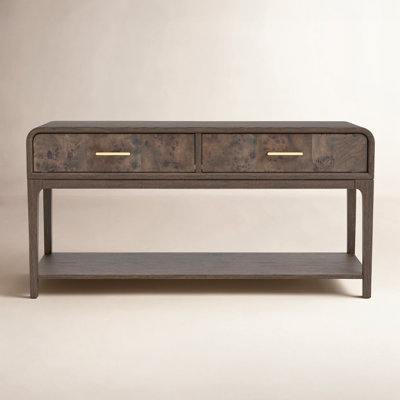 Mid-century Modern Wood Console Table Burl Veneer Oak Finish Sofa Table Entryway Table With Drawer