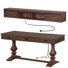Farmhouse Home Office Desk And Hutch Set With Charging Station,Brown