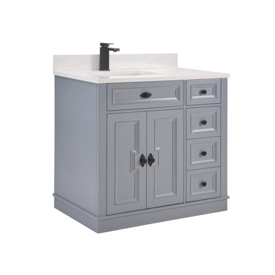 36" Solid Wood Sink Vanity  With 1' Artificial Stone Top