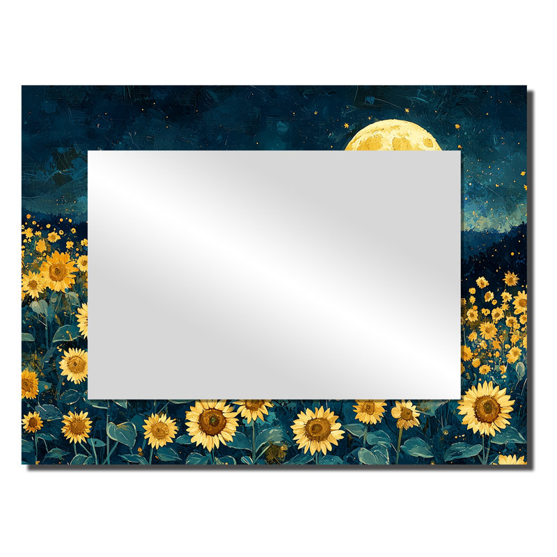 «Midnight Sunflowers» par Vincent II - Art mural miroir floral - imprimé sur métal, 24 po x 32 po