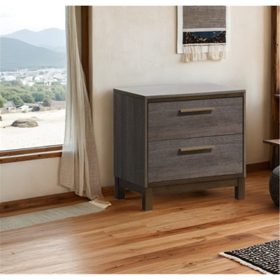 Unique Two-Drawer Nightstand with Stylish Pulls for Bedroom Enhancement