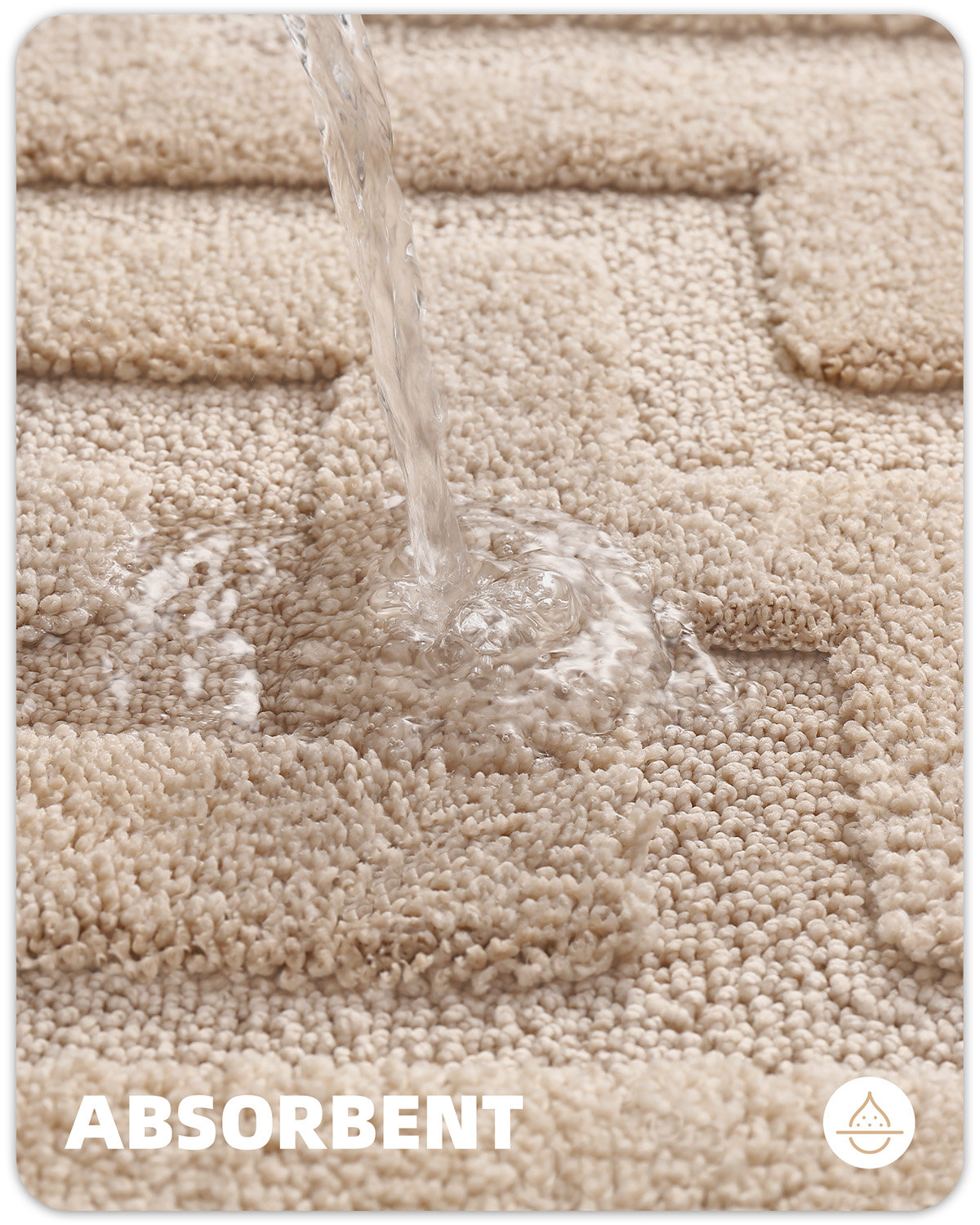 Non-Slip Bath Rug, 20" L x 47" W, Khaki