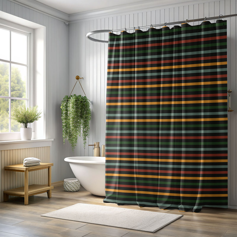Rideau de douche Homely Lime - Premium, H 74 po x l 71 po, Noir