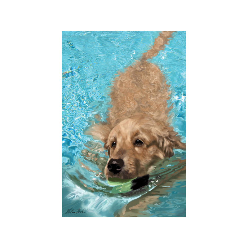 Golden Retriever Fetching - Wrapped Canvas Print, 66.04 cm H x 45.72 cm W x 3.175 cm D