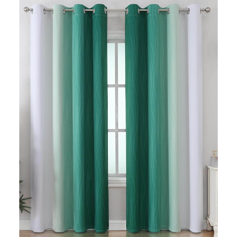 Blackout Curtain Pair, Dark Green/Greyish White