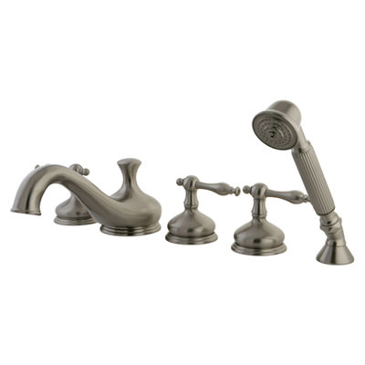 Heritage Triple Handle Deck Mounted Roman Tub Faucet with Handshower