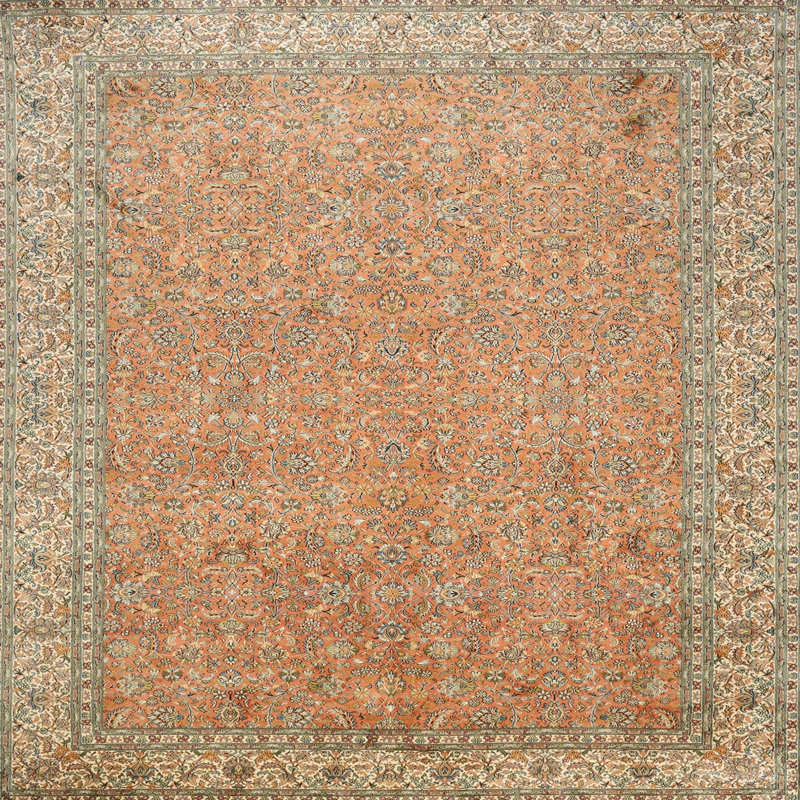 Tapis décoratif orange foncé Drolet, Carré 5 pi