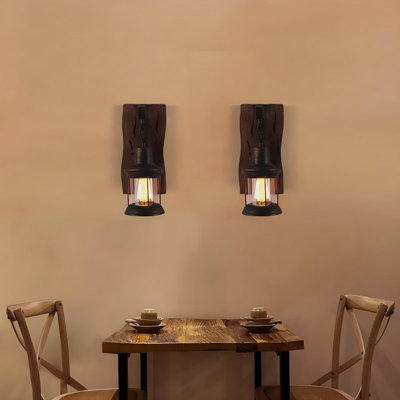 Retro Rustic Wall Sconces, Industrial Vintage Wall Light Fixtures Farmhouse Antique Wooden Wall Lamp  (2PCS) -  Williston Forge, 864C5BD49E3A428A8B540439EEC20474