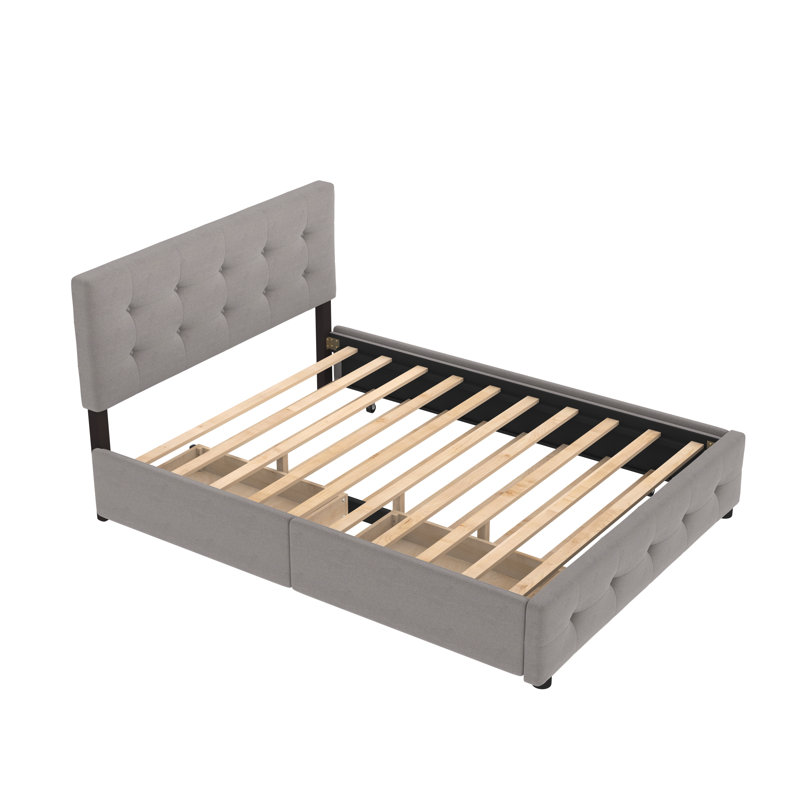 Ayuda Upholstered Platform Storage Bed, Light Gray