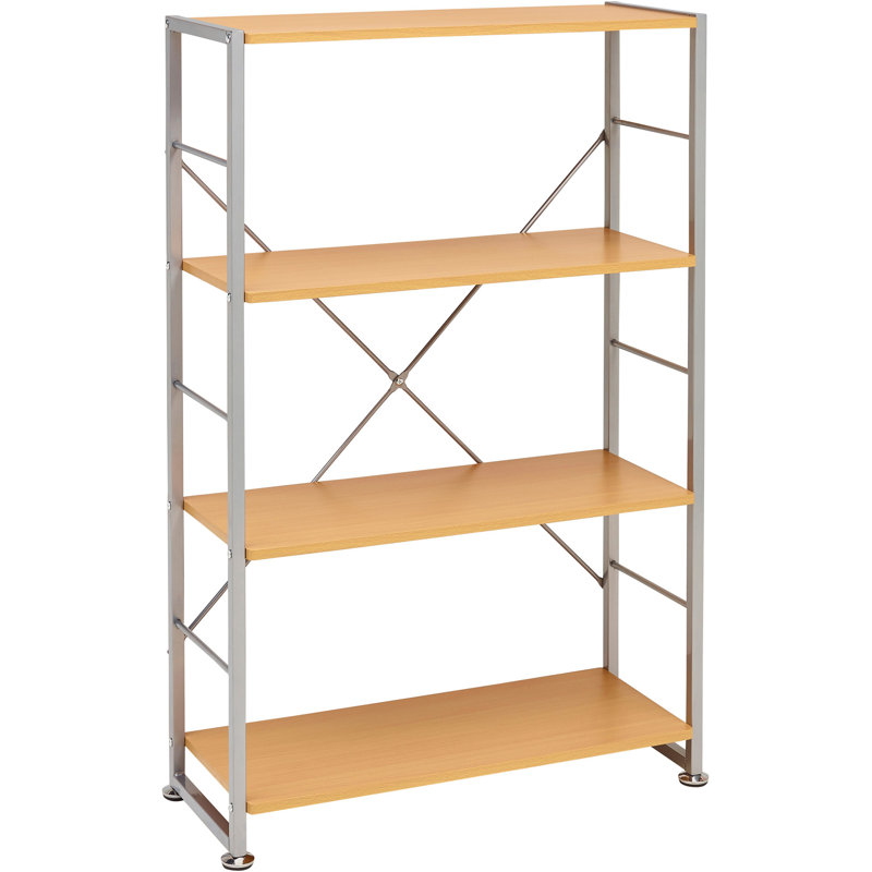 Vineleaf 119cm H x 80cm W Aluminium Etagere Bookcase, Beech