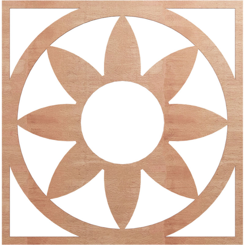 Médaillon de plafond en bois Blume, Cerisier, H 30 po x l 30 po x P 0,25 po
