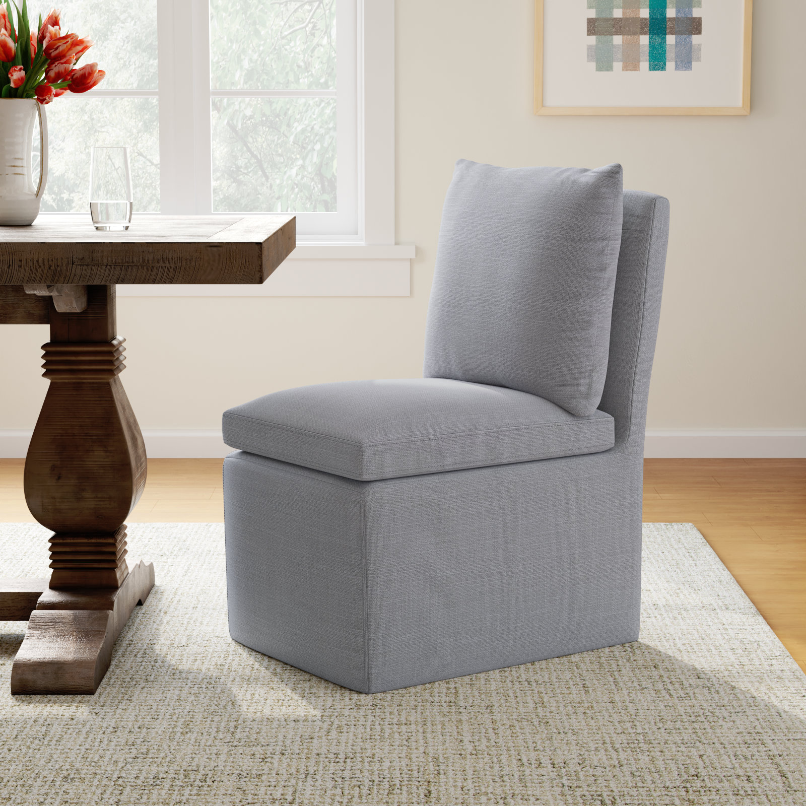 Alayaa Linen Dining Chair, Effie Gray Performance Linen