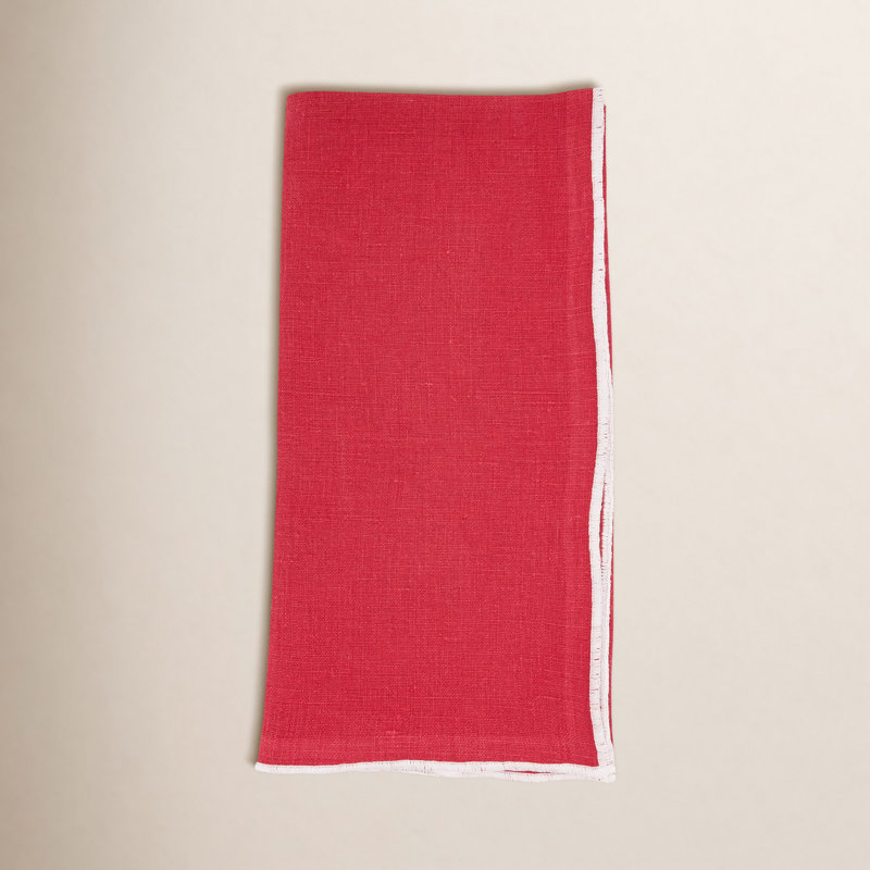 Dartmouth Linen No Pattern Square Napkin, Red/White
