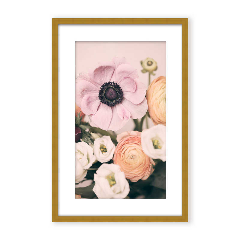 Nature Inspired Pastel Bouquet by  - Picture Frame Photograph on Paper, 36" H x 24" W x 1.125" D, Black, Framed Matted Print
