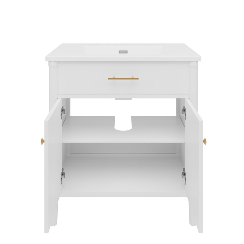 30-Inch Vanity with Soft-Close Doors & Adjustable Shelf, White