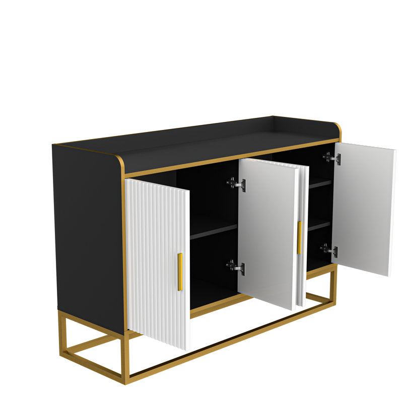 Helrike Sideboard with Metal Legs, Buffet Table, Dining Cabinet, Black/White