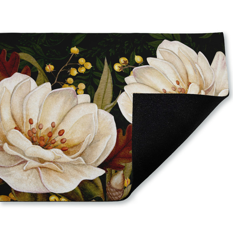Tapis de porte d'extérieur Vintage Midnight Garden Blooms, par Nicole Tamarin, 18 po x 30 po
