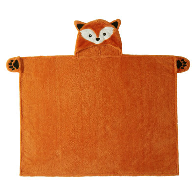 Jeté à capuchon moelleux en polyester orange Fox