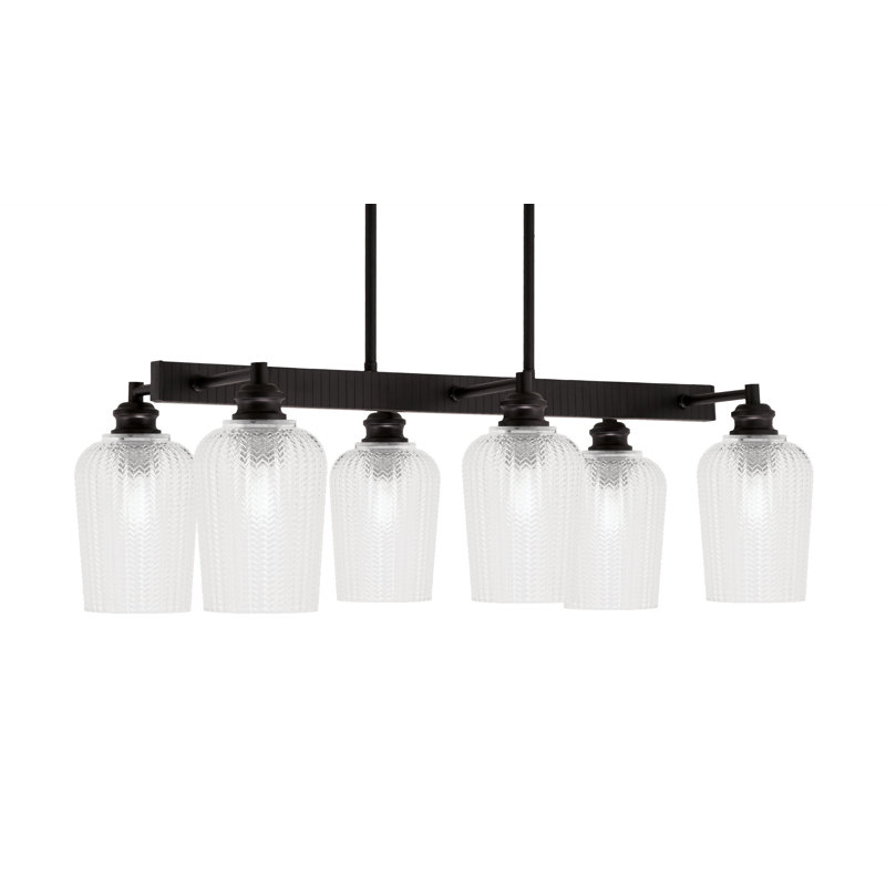 Barre d'éclairage 6 lumières Edge avec verre texturé 5 po, Clair, Espresso