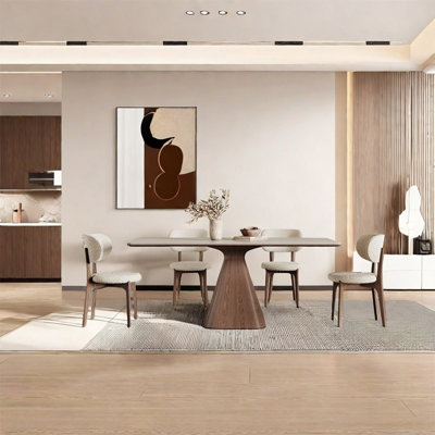 Simple modern rectangular rock plate table sets